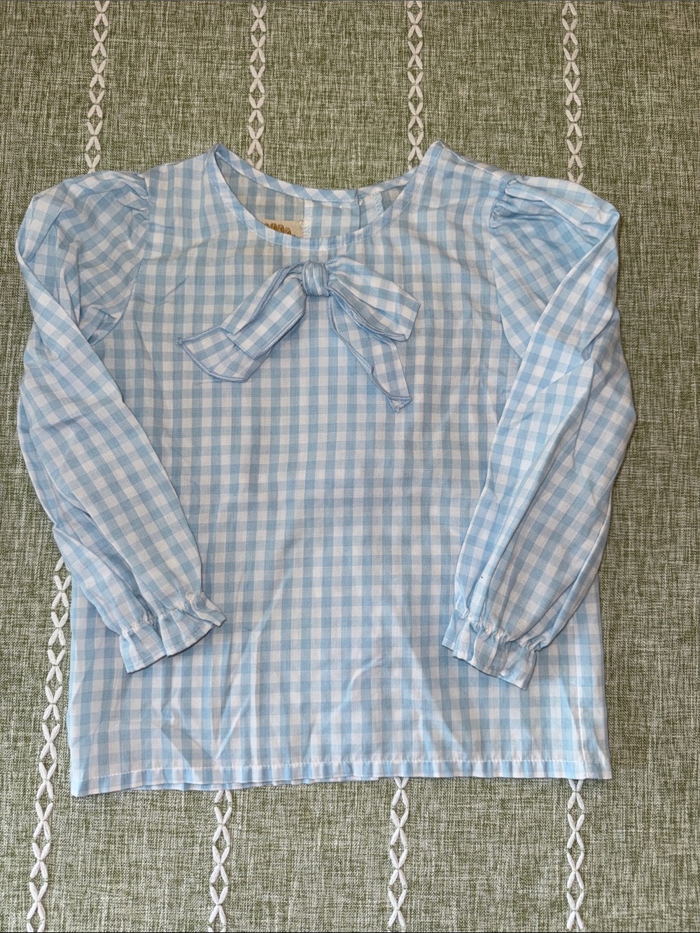 The Beaufort Bonnet Company Light Blue & White Gingham Bow Blouse - Picture 1 of 7